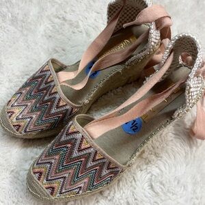 Vidarreta Multicolor slingback heel Espadrille Sandals Size 7.5 Made Un Spain